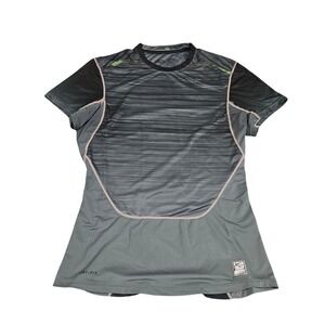 Nike Pro Combat Compression Shirt XL Gray Black‎ Mesh Dri Fit Athletic Running